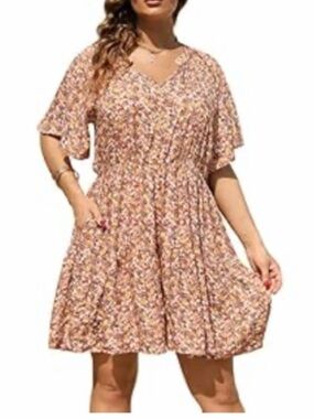 Nemidor Rust Floral Midi Dress